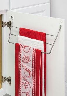 Cleaning Solutions ishcloth Rack Item: T-PC-R Keep dish towels tucked under the sink and easily accessible olds 3 standard dish towels Mounts to inside of cabinet door Installs with just 2 screws