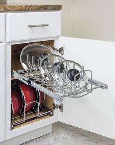 Pullout Cookware & Lid Organizers Pullout Lid Organizer Item: MPLO15-R Great for organizing cookware lids Roll out drawers make it easy to reach items stored in the back of your cabinet olds up to 7