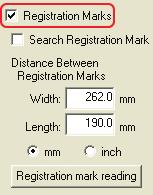 Landscape orientation Portrait orientation Registration Marks... Select the "Registration Marks" check box when you want to cut a design that has been printed out on a printer.