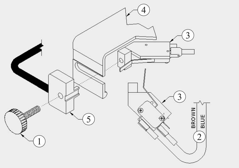 9) Attaching The Versa Switch To The OD 4012: Diagram 7 The Versa Switch replaces the foot pedal and paper stop/guide.