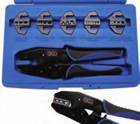 Crimping Tool Set with 5 Pairs of Jaws - Crimping tool set with ratcheting function and adjustable jaws - includes 5 exchangeable crimping jaws for: - closed non-insulated terminal ends: AWG 20-18 /