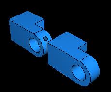 Abaqus/CAE creates a dependent instance of the hinge piece and displays a graphic indicating the origin and orientation of the global coordinate system.