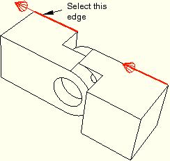 13. Select the corresponding edge of the hinge piece with the lubrication hole, as shown in Figure C 31. Figure C 31 Select a straight edge on the fixed instance.