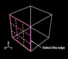 2. Select the face at the front of the cube to define the sketching plane, as shown in Figure C 4. Figure C 4 Select the gridded face to define the sketching plane.