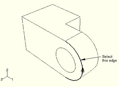 You sketch a circle on the datum plane, which is tangent to the flange, and Abaqus/CAE extrudes the circle normal to the datum plane and normal to the flange to create the lubrication hole.