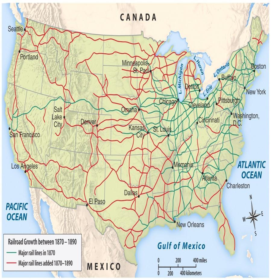 Key Forces in the Transformation: Railroads The creation of the modern economy in the United States during the 1840s to the 1890s was