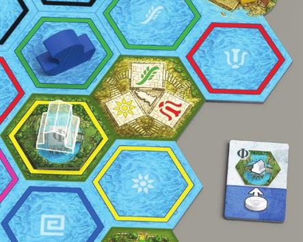 Explore an Island To perform the action, the color of your Oracle Die has to match the hexagon on the island space.