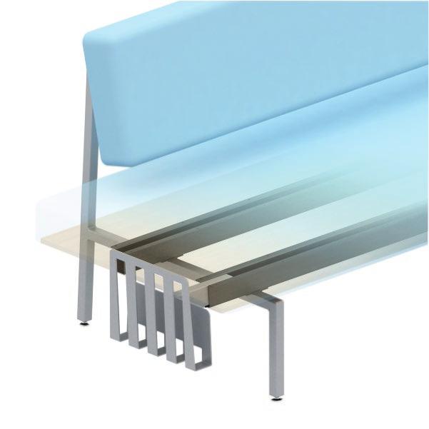 73" 69" 67" Use hardware kit (included) to attach coat rack to the underside front or back channel of a Rectangular Lounge or straight end of Wedge Lounge. Tools required.