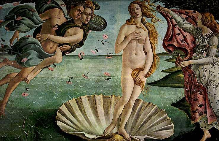 Renaissance Art: Celebration of Humanity! Boticelli s Birth of Venus Status of artist is elevated to cultural hero; artists are superstars of the age!