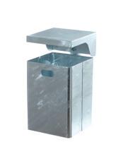 0 4136B Square litter bin with cover no perforation, content approx.40 l, including ashtray, complete with bracket and wrench, container size: 440 x 310 x 310 mm hot-dip galvanized 13.