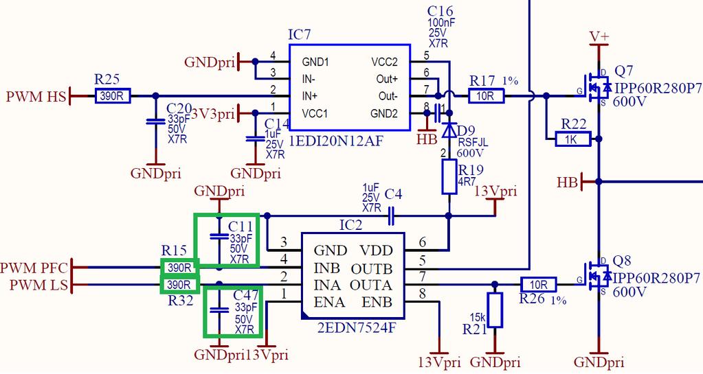 Further considerations Figure 10 Input RC filter schematic shown in green Figure 11 Input RC filter layout shown in green 4.