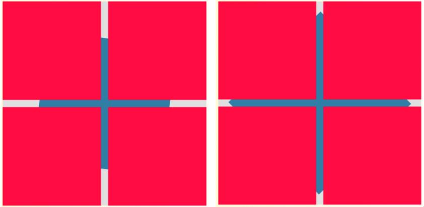 This kind of illusion appears when we look at a square which rotating in constant speed from a cross aperture, we will found that the square will make a periodical expansion and contraction