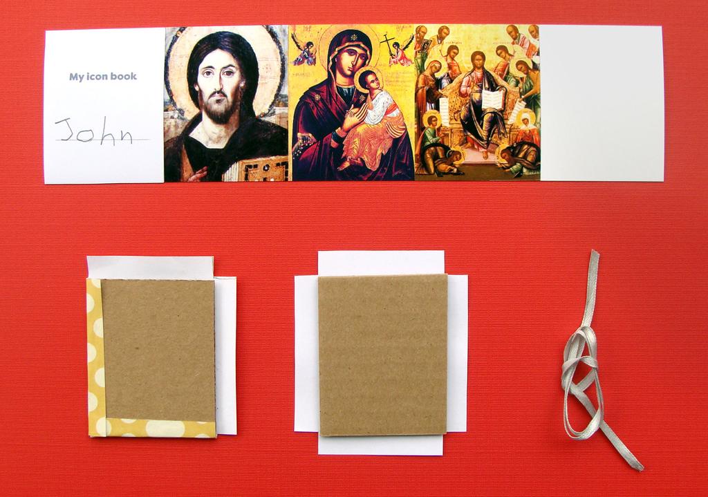 ICON BOOKLET While making this craft, we can point out that, on holy icons, we can see our Lord Jesus Christ, His mother the Theotokos, angels, and Christ s friends, the Saints.