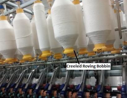 Different Zones in Ring Frame Machine: Creeling: Roving is fed to the Ring frame from roving bobbin held by creels. For all the spindles roving bobbin are creeled on the machine.