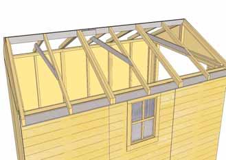 Have two helpers push the front and rear walls at the top from the outside of shed until