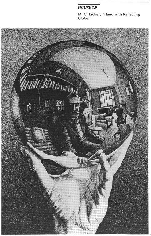 Reflection from sphere Escher drawing of