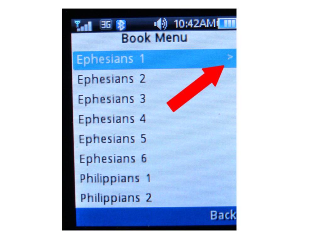 When you are at the book menu go to Ephesians chapter 1 and click on the right directional