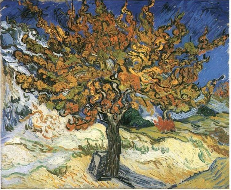 Van Gogh painted The Mulberry Tree in October of 1889 less than a year before he would die.