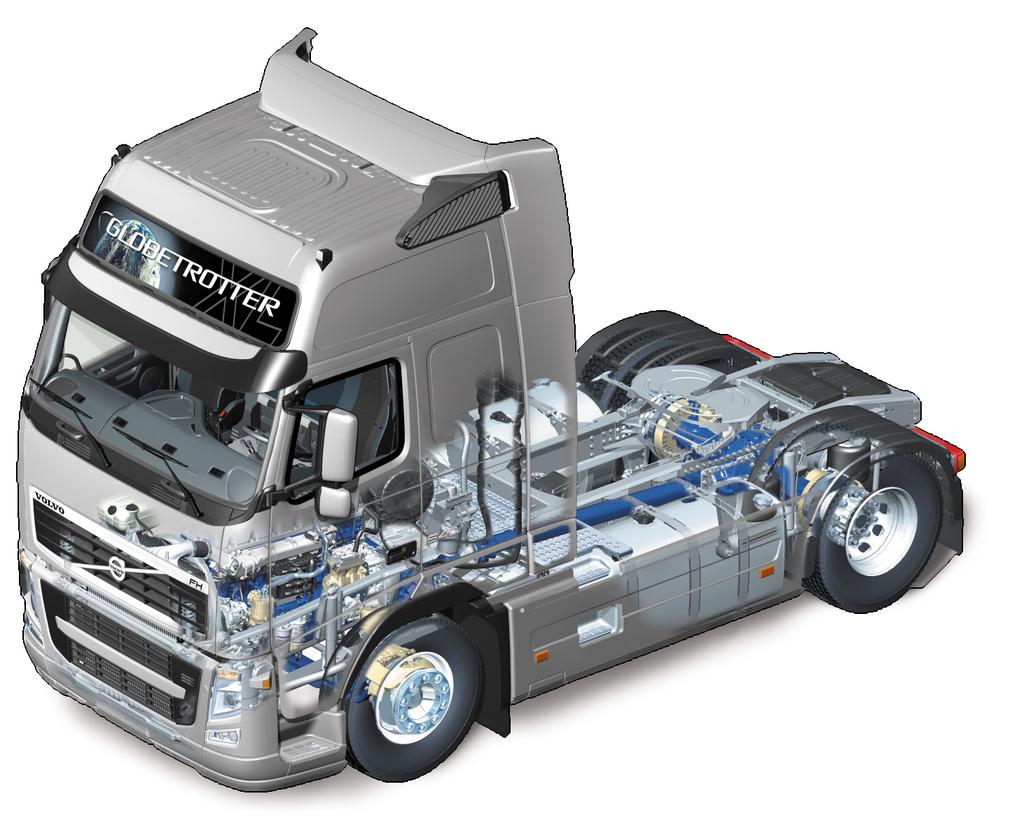 The drivetrain of trucks is composed of engine, gearbox, axles and auxiliary equipment such as air conditioning compressor, power-steering pump or air compressor which