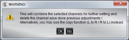 2 CH SETTING Channel selection Clicking the -Icon will link the relevant pair of channels allowing function adjustments simultaneously (Crossover / Slope / Equalizer) for both channels.