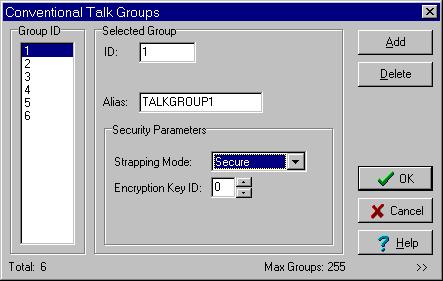 CONVENTIONAL SYSTEMS AND CHANNELS Talk Group List (P25 Only) Switched - The clear or secure status of the group is selected by the Clear/Secure option switch.