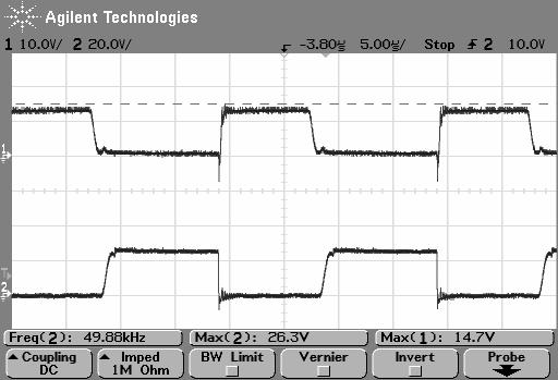 Voltage Waveform of MOSFET Q2 Drain @