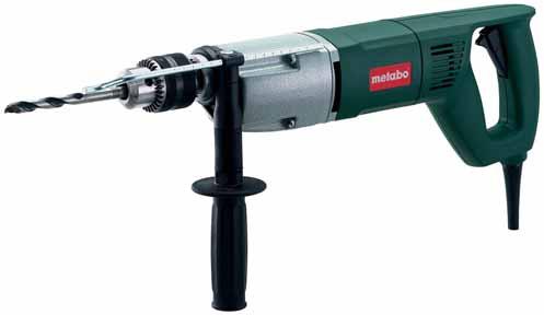 DRILLS EQUIPMENT FEATURES Die cast aluminum gear housing Variospeed (V) electronics Two-speed gear Metabo S-automatic torque limiting clutch Clockwise and anticlockwise rotation Geared chuck Suitable