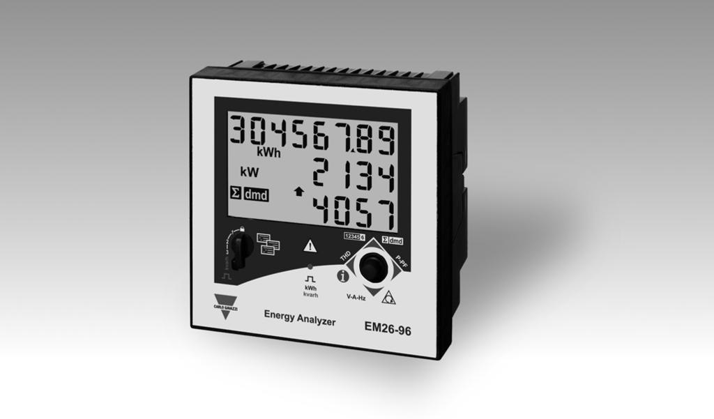 Energy Management Energy Analyzer Type EM26 96 M-bus communication by means of VMU-B adapter Application adaptable display and programming procedure (Easyprog function) Easy connections management