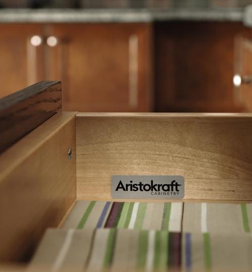 We re so proud of the Aristokraft brand that we display our logo in the top drawer of every base cabinet.
