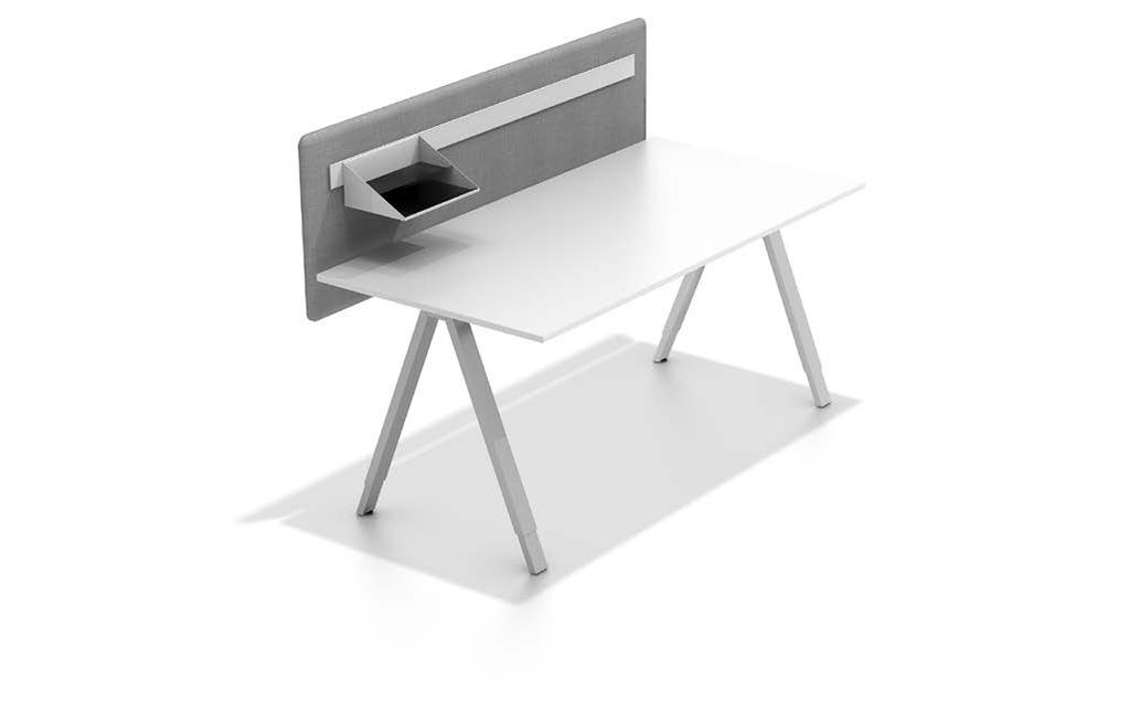 Inspiration #0 T-Workstation Delta wood, with natural oak leg frame, at a fixed height (740 mm), and a 9 mm Soft Edge table top (600 x