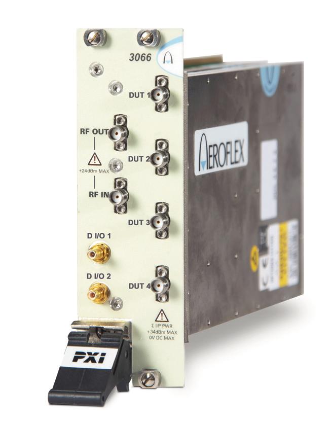 control to each DUT test port High speed RF gain path switching (<100 μs) >60 db isolation between DUT test ports +34 dbm CW / +38 dbm Peak input power rating List Mode operation with PXI 3000 Series