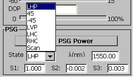 The tokes parameters of the actual output OP at the current temperature and the wavelength set in the PG etup screen (Figure 11) are shown in the bottom line of the PG control interface.