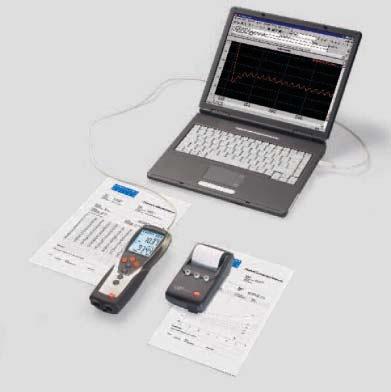 Assurance through documentation The testo 435 documents the measurement results either in the PC using the convenient PC software or on location via the handy testo report printer.