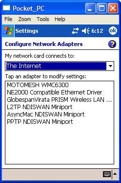 WMC6300/WMC7300 card from the available network adapter list and select OK from the top of the