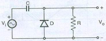 Diagram- 2Marks; Working: 2Marks Operation (2 Mark) In the first negative half cycle after turning on the circuit, the diode acts as a closed switch and charges the capacitor to peak input voltage Vm