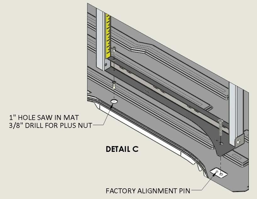 After proper installation of the plus nut, use the factory alignment pin to locate the Katerwagon side