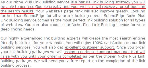 So, as you can see, it s important that this service is a natural link building strategy and in my experience it s immensely important that you get great customer support.