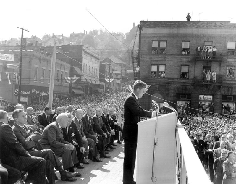 6.01 Research: The Presidency of John F. Kennedy President Kennedy delivers a speech to crowds assembled in Monessen, Pa., 1961.