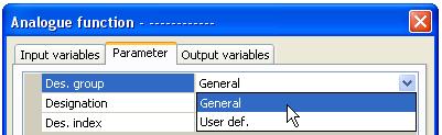 Designation After selecting and inserting the function in the drawing interface, you define the function designation.