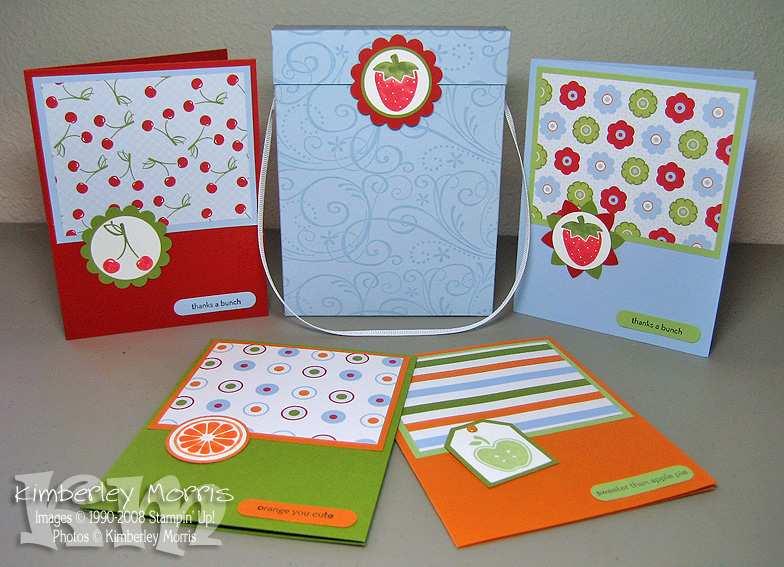 This is a simple, no-frills project that is sure to please. Eight light and summery stamped cards, and matching envelopes, fit in the box.