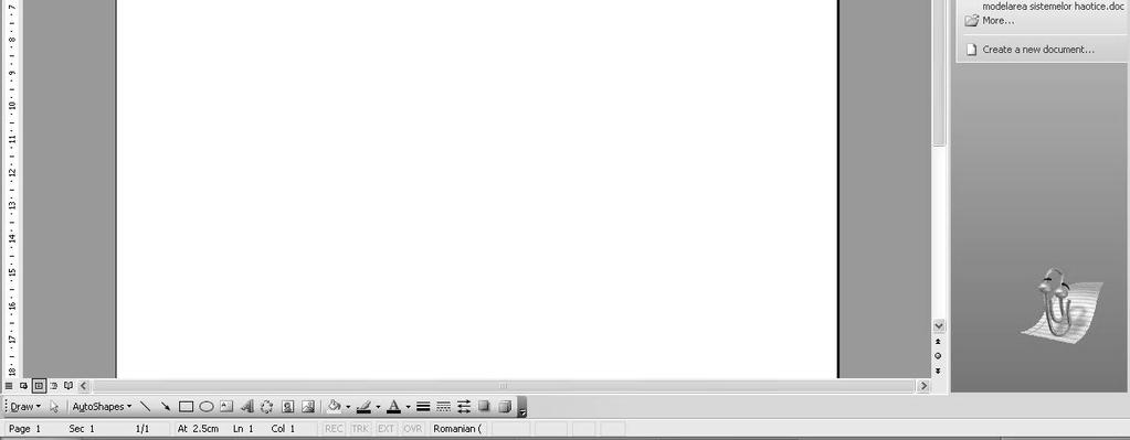 1 Fereastra Microsoft Word Fereastra programului conţine toate elementele unei ferestre de aplicaţii, bară de titlu pe care sunt afişate sigla cu numele programului şi numele documentului deschis şi