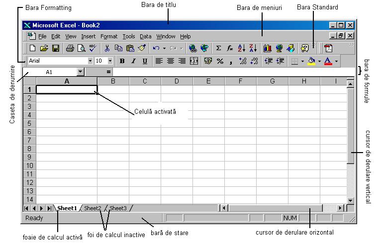 CAPITOLUL VII Microsoft Excel 7.1 Descrierea programului Microsoft Excel Aplicaţia se lansează cu Start Programs Microsoft Excel sau dublu click pe pictograma de pe desktop, dacă există.