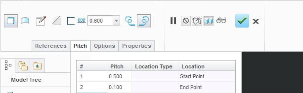 j. Select the Pitch Tab > Select Add Pitch > Change End Pitch to.