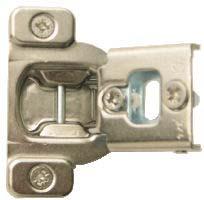 Hinges Blum concealed cup hinge in ½", 1-1/4 and 1 3/8" overlay Steel, Nickel coated Hinges packed in pairs with mounting screws All hinges feature side, height, and depth