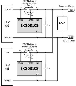 Typical Application Circuits Focus Application of the ZXGD318 OR ing Controller is for Redundant Low-Side -1V Power