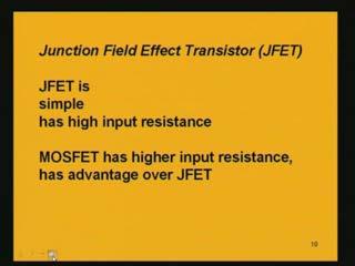 (Refer Slide Time: 23:35) It also has high input resistance because in MOSFET we have seen that the input resistance is very, very high.