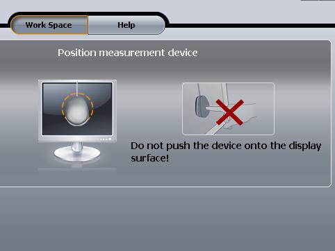 5 Please follow the on-screen instructions and place your Eye-One Display 2 on your monitor to begin the calibration process: 6 The monitor calibration workflow will change slightly depending on the