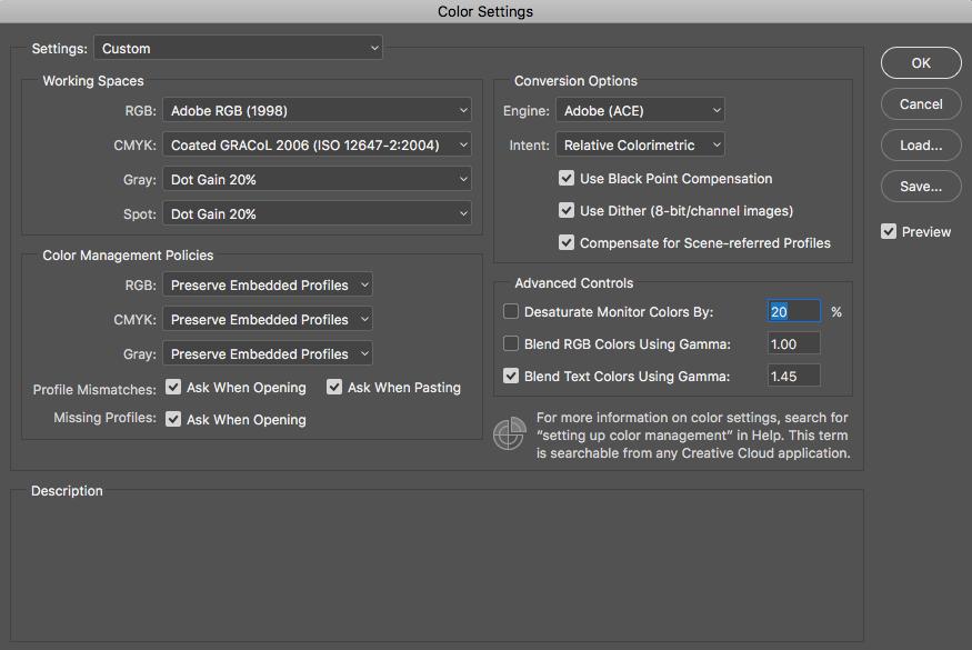 Design Side Color Settings Adobe Apps