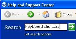 Căutare în funcţia Help Clic pe butonul Start; Clic pe Help and Support.