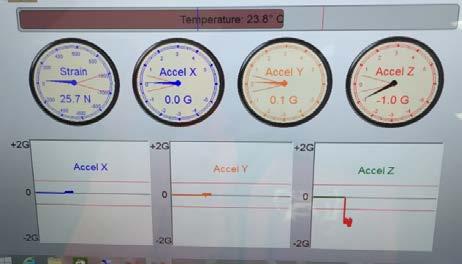 y, z accelerometer Temperature display strip gauges True